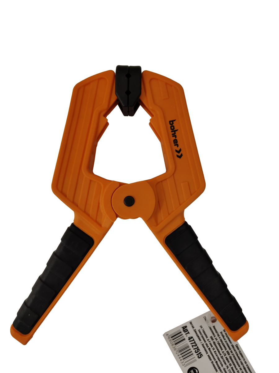 Струбцина пружинная клещеобразная Bohrer 2К 75x175x35 мм (усиленная, обрезиненная) (48/1)