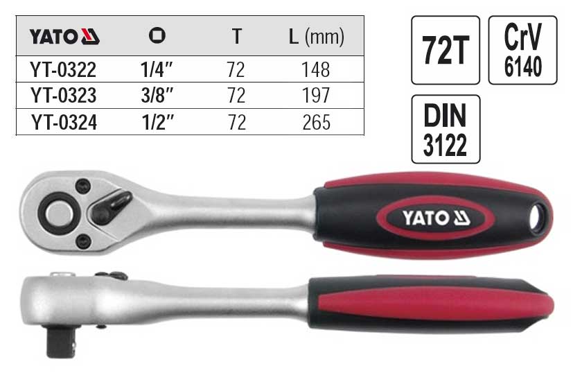 Трещотка прямая 1/2 265мм