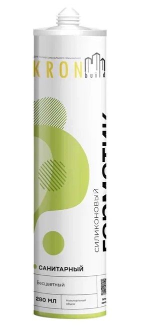 Герметик KRONbuild силиконовый санитарный, бесцветный, 280 мл