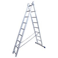 Лестница двухсекционная STAIRS алюминиевая, 196/308 см, 7 ступеней, 6 кг. STAIRS