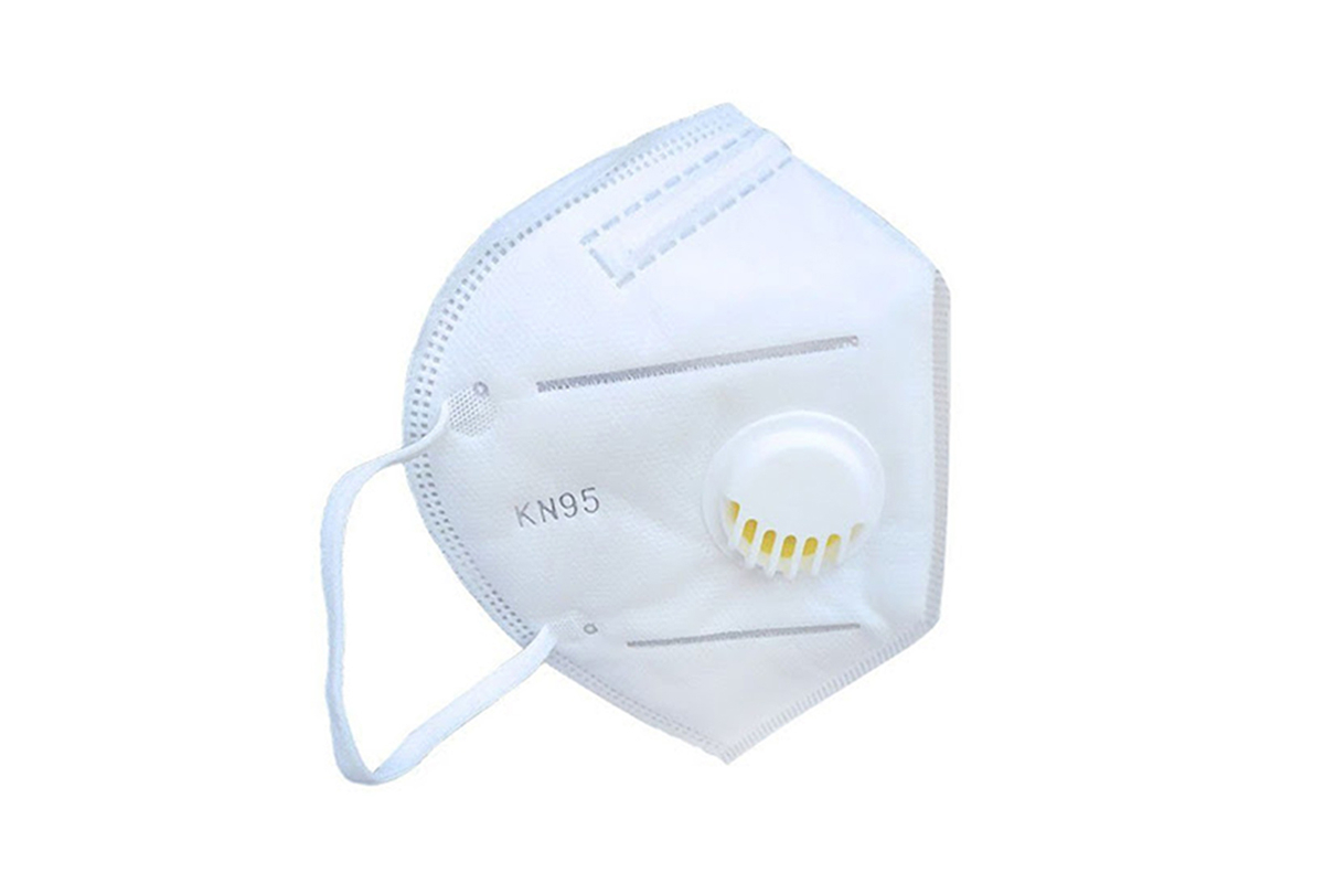 Респиратор складной KN95 (класс FFP2 NR D) с клапаном, (80% примесей, одноразовый, при сильном запылении)