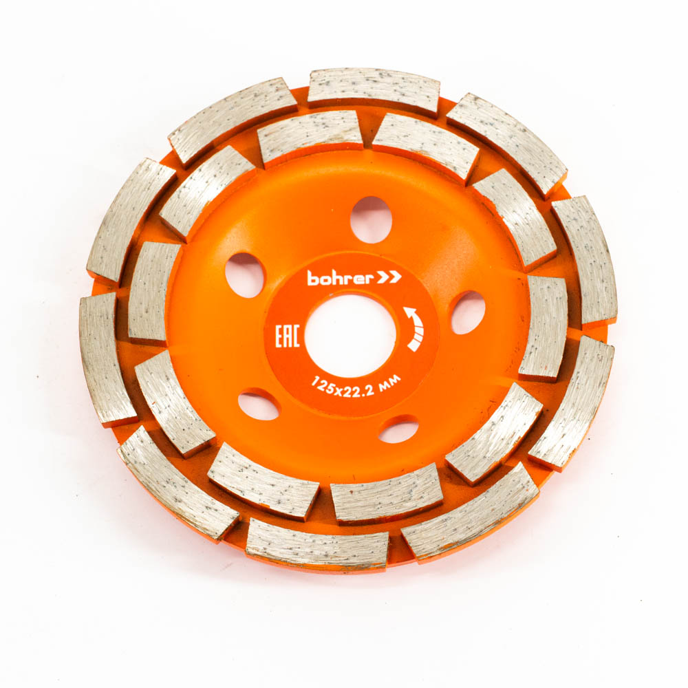 Диск алмазный шлифовальный (чашка) Bohrer Мастер Сегментная 2 ряда 125х22,2 (18 сегментов)