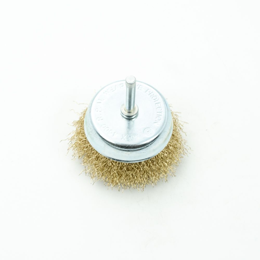 Кордщетка Bohrer чашеобразная латунированная мягкая 75 мм для дрели (в блистере)