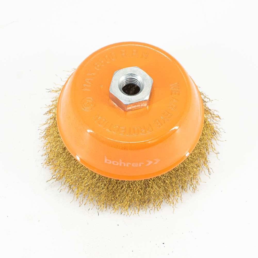 Кордщетка Bohrer чашеобразная латунированная мягкая 125 мм для УШМ