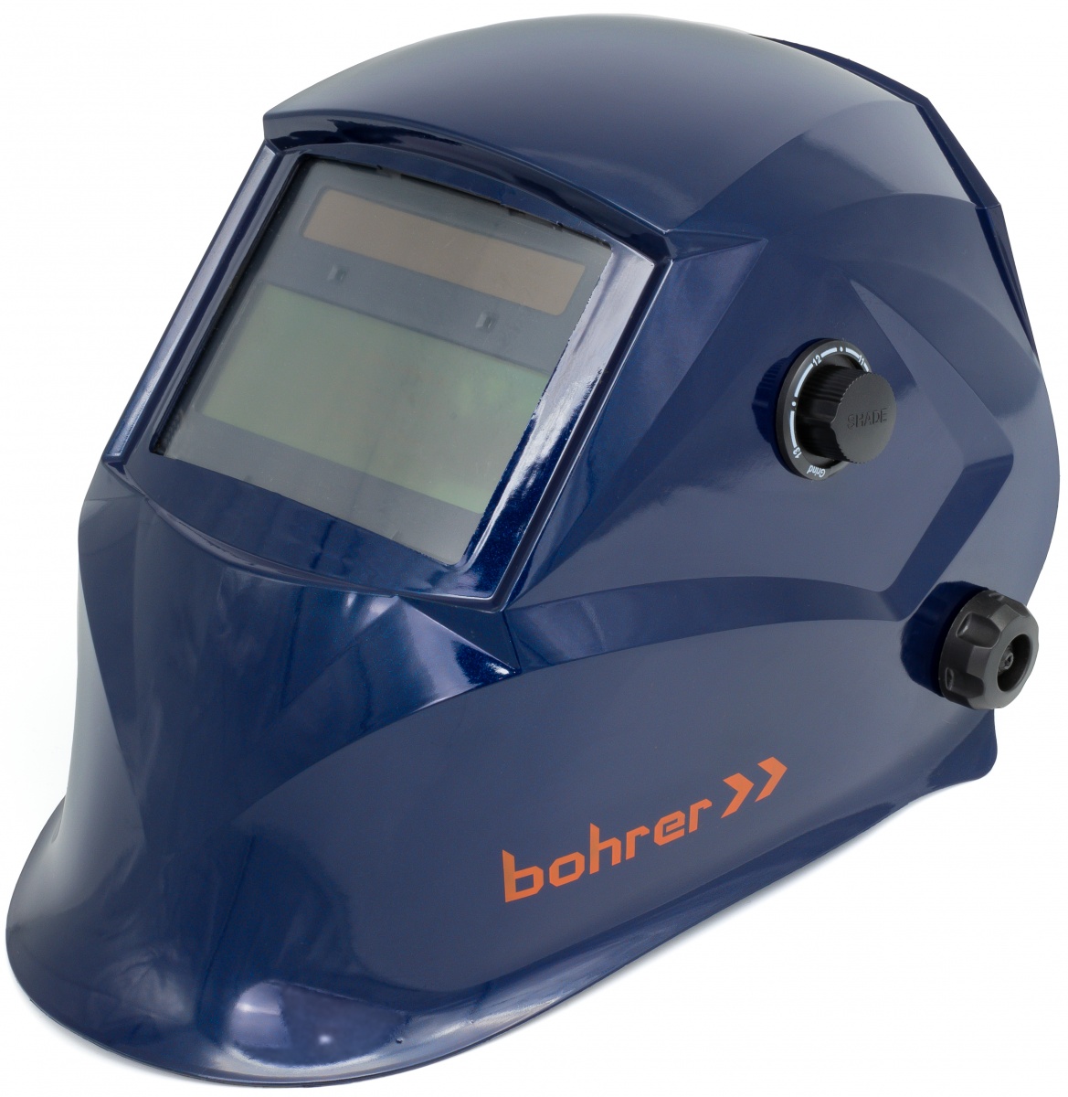 Маска сварщика хамелеон BOHRER АСФ 605, затемнение 9-13DIN, режим шлифовки, TRUE COLOR, съемная Li-on батарея(синий глянец)