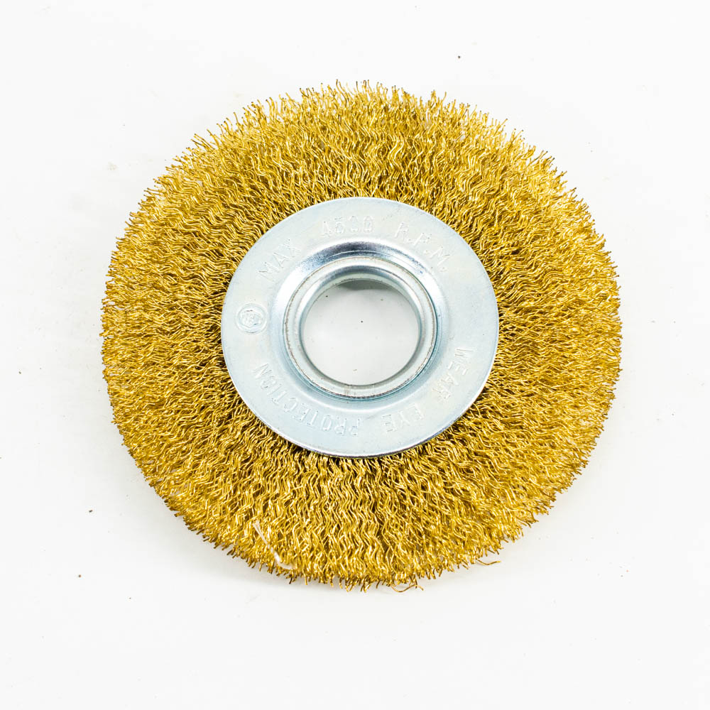 Кордщетка Bohrer дисковая "Колесо" латунированная мягкая 100 мм (толщ. проволоки 0,3 мм) для дрели (в блистере) (120/10/1)