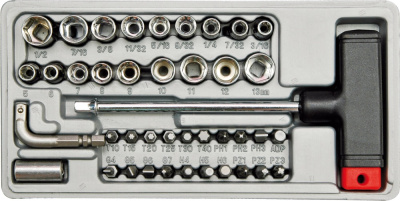 Отвертка Vorel Т-образная с битами и головками 41 предмет CrV