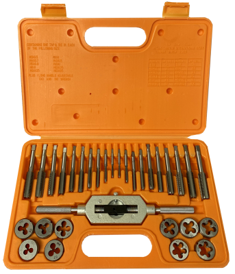 Набор Bohrer метчиков и плашек метрич. (М3-М12/вороток) (сталь 9ХС) (31 предметов)