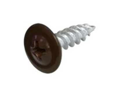 Саморезы 4,2х19 (RAL8017) коричневый шоколад, полусфера-прессшайба, острый (Блистер 30шт)