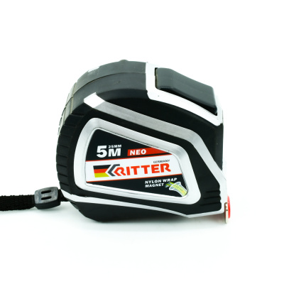 Рулетка Ritter Neo измерительная  5м х 25мм, автостоп, магнит, обёрнутое нейлоном утолщеное полотно, обрезиненная ударопрочная