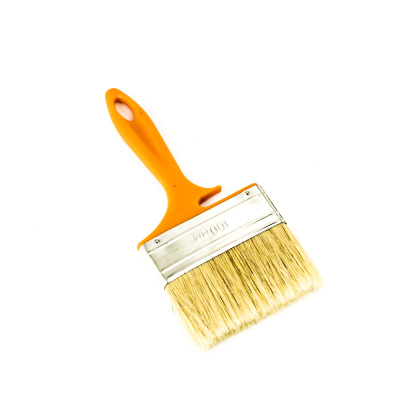 Кисть плоская Bohrer "Эмали" 100 мм (натур. щетина 51 х12 мм) оранж. пластиковая рукоятка Упаковка 12 шт.