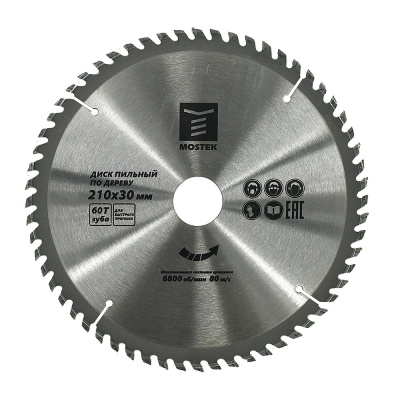 Диск пильный по дереву MosTek 210x30/20 мм, 60Т зуба (25/1)