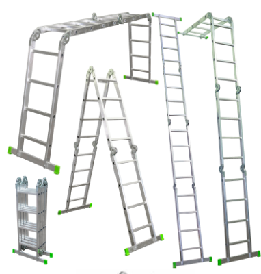 Лестница трансформер алюминиевая 3х3х3х3 Sarayli, 3,46/1,67/0,95 м высота, 60*25 мм размер профиля, 1,25мм толщина стенки, 11,8 кг