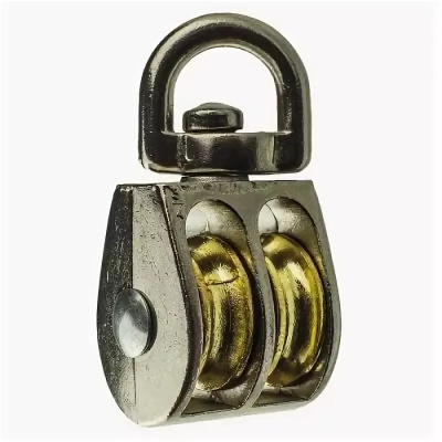 Блок двойной металл. никель 3/4 (под трос 6 мм),