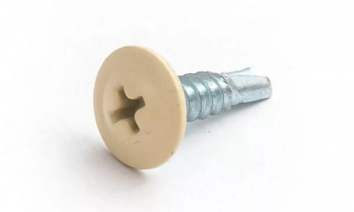 Саморезы 4,2х19 (RAL1014) слоновая кость, полусфера-прессшайба, сверло (Блистер 30шт)