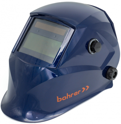 Маска сварщика хамелеон BOHRER АСФ 605, затемнение 9-13DIN, режим шлифовки, TRUE COLOR, съемная Li-on батарея(синий глянец)