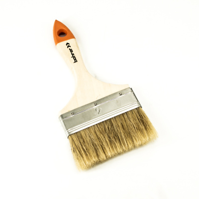 Кисть плоская Bohrer  Стандарт 100 мм /4" (натур. щетина 44 x12 мм) деревянная рукоятка Упаковка 12 шт.